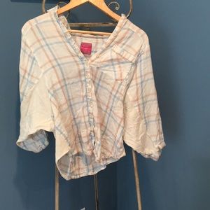 FREE PEOPLE Cropped Plaid Shirt